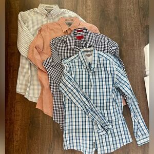 Four Eddie Bauer men’s button up long sleeve shirts